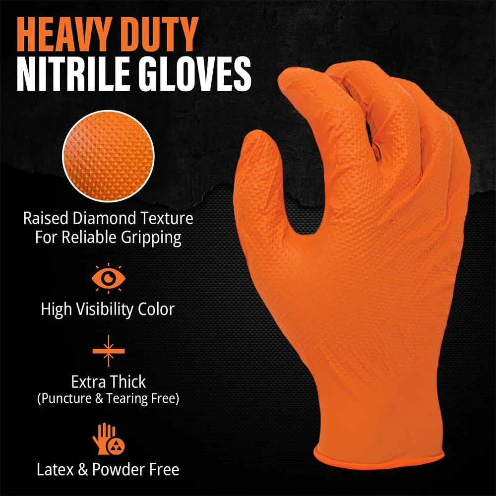 Heavy Duty Orange Nitrile Glov - огляд і ціна Nitrile Mechanic Glove