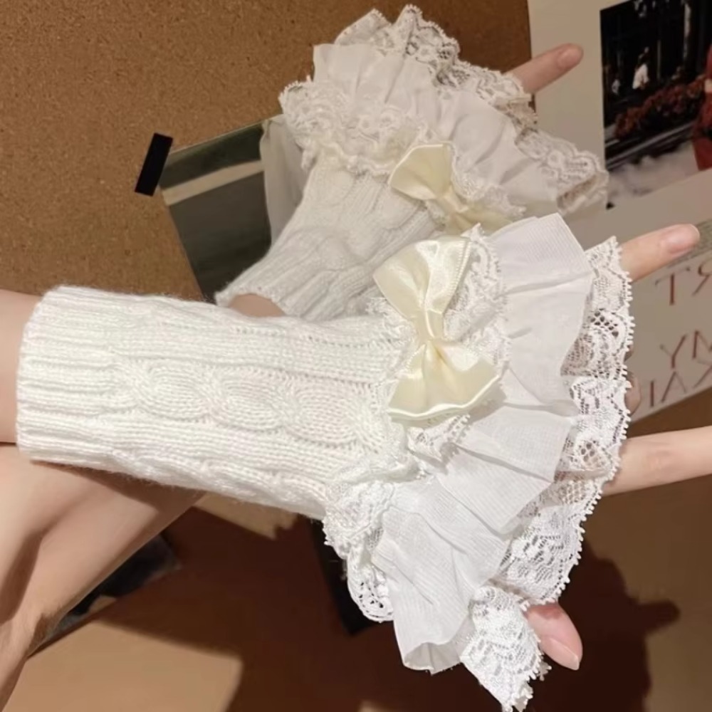1 pair Lace Ruffle Hand Sleeve - огляд і ціна Fingerless Glove Knit